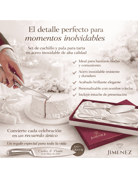 Estuche Cuchillo y Pala para Tarta de Acero (Personalizable)  – GA4023