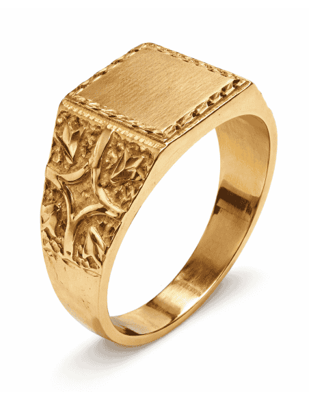 Sello de Oro Cuadrado para Caballero Hueco - Oro Amarillo 18K