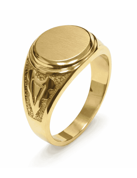 Sello Redondo para Caballero Hueco - Oro amarillo 18K