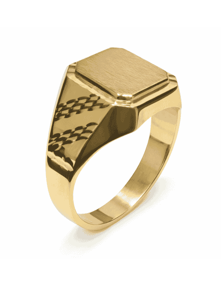 Sello Rectangular para Caballero Hueco - Oro Amarillo 18K