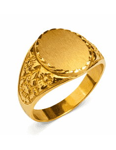 Sello Oval para Caballero Hueco - Oro Amarillo 18K