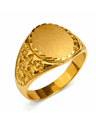 Sello Oval para Caballero Hueco - Oro Amarillo 18K