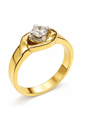 Anillo Solitario para Hombre con circonita y garras en Blanco -  Oro Amarillo y  Blanco 18K