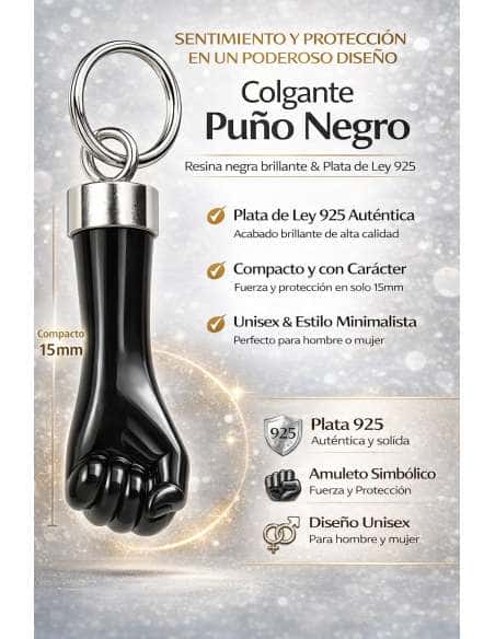 Colgante Puño negro – Plata de ley