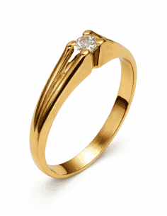 Anillo Solitario para Hombre con circonita -  Oro Amarillo 18K