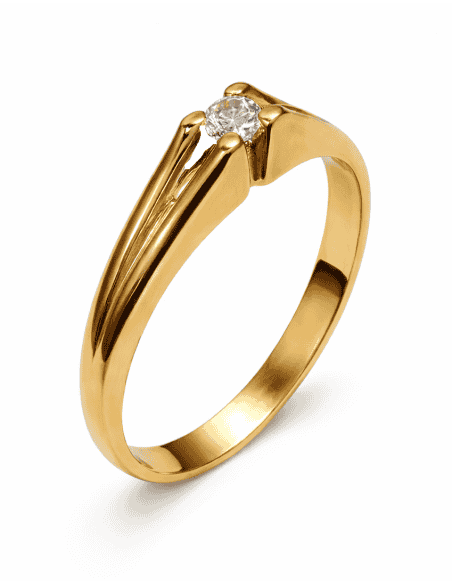 Anillo Solitario para Hombre con circonita -  Oro Amarillo 18K