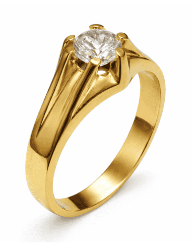 Anillo Solitario para Hombre con circonita -  Oro Amarillo 18K
