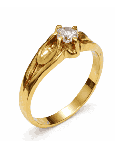 Anillo Solitario para Hombre con circonita -  Oro Amarillo 18K