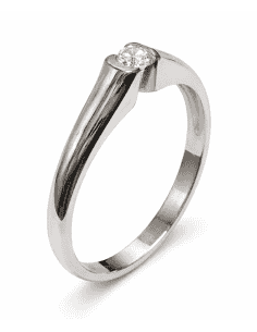 Anillo Solitario para Hombre con circonita -  Oro Blanco 18K
