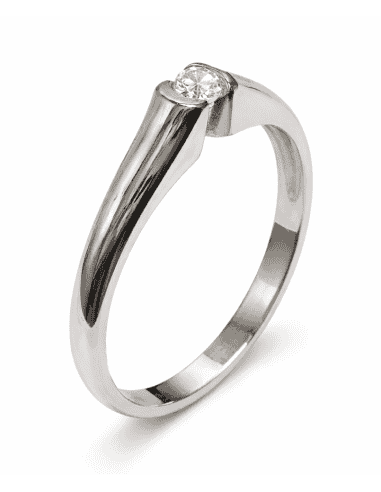 Anillo Solitario para Hombre con circonita -  Oro Blanco 18K
