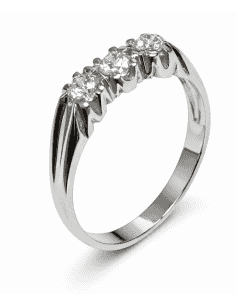 Anillo Tresillo para Hombre con circonitas -  Oro Blanco 18K
