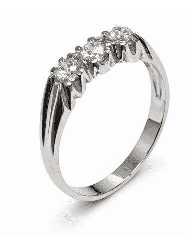 Anillo Tresillo para Hombre con circonitas -  Oro Blanco 18K