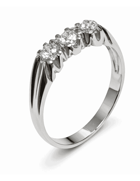 Anillo Tresillo para Hombre con circonitas -  Oro Blanco 18K