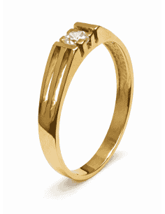 Anillo Solitario para Cadete con circonita -  Oro Amarillo 18K