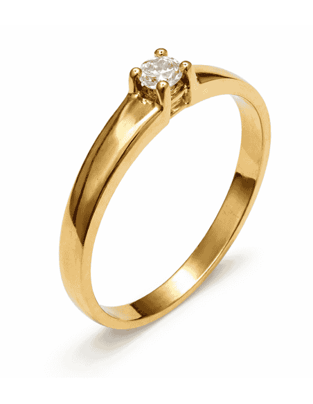 Anillo Solitario para Hombre o Cadete con circonita - Oro Amarillo 18K
