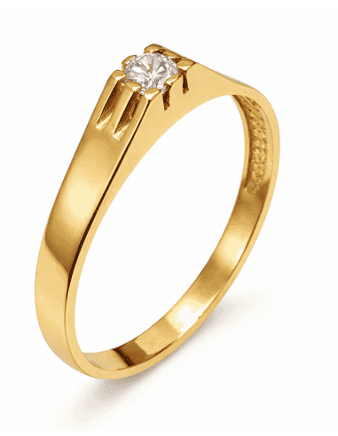 Anillo Solitario para Cadete con circonita - Oro Amarillo 18K