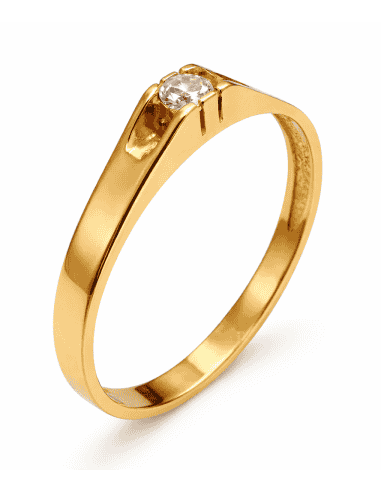 Anillo Solitario para Cadete con circonita - Oro Amarillo 18K