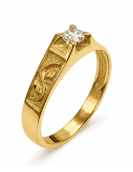 Anillo Solitario para Cadete con circonita - Oro Amarillo 18K