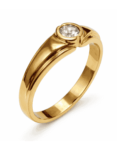 Anillo Solitario para Cadete con circonita - Oro Amarillo 18K