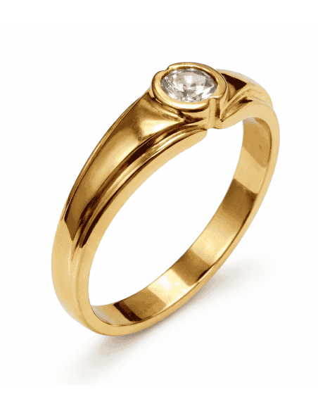Anillo Solitario para Cadete con circonita - Oro Amarillo 18K