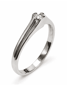 Anillo Solitario para Hombre o cadete con circonita -  Oro Blanco 18K