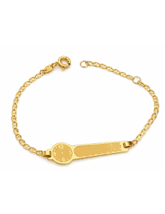 Pulsera Esclava Infantil Chapa con reloj - Oro Amarillo 9K