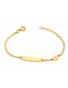 Pulsera Esclava Infantil con Chapa y Motivo de Flor – Oro amarillo 9K