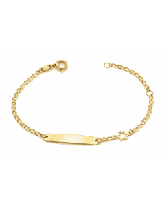 Pulsera Esclava Infantil  con Chapa y Motivo de Estrella – Oro Amarillo 9K