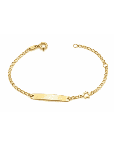 Pulsera Esclava Infantil  con Chapa y Motivo de Estrella – Oro Amarillo 9K