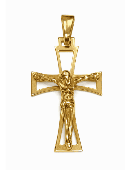 Colgante Cruz calada con Cristo - Oro Amarillo 18K
