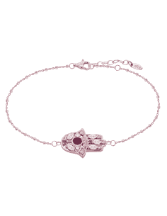 Pulsera para Mujer de Plata Rosé Mano de Fatima - Lotus...