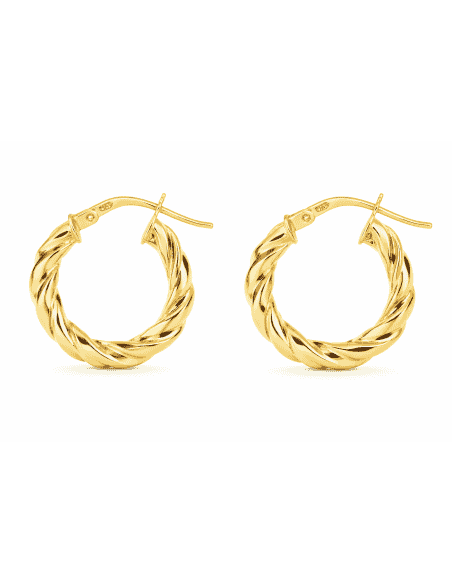 Pendientes Aro Trenzado de 11.5 mm Diametro – Oro Amarillo 9K