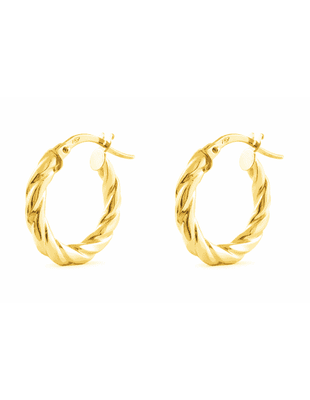 Pendientes Aro Trenzado de 11.5 mm Diametro – Oro Amarillo 9K