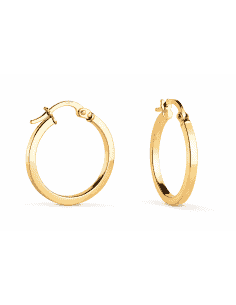 Pendientes  Aro con Forma Cuadrada de 15 mm – Oro Amarillo 9K