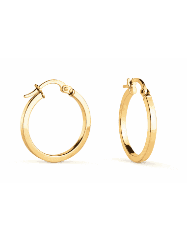 Pendientes  Aro con Forma Cuadrada de 15 mm – Oro Amarillo 9K