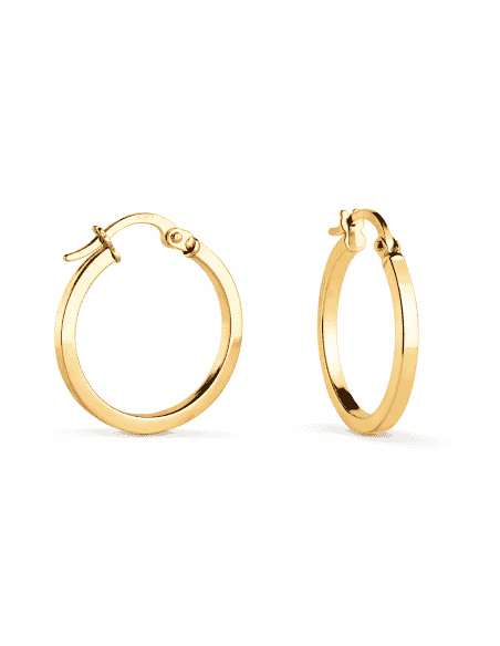 Pendientes  Aro con Forma Cuadrada de 15 mm – Oro Amarillo 9K