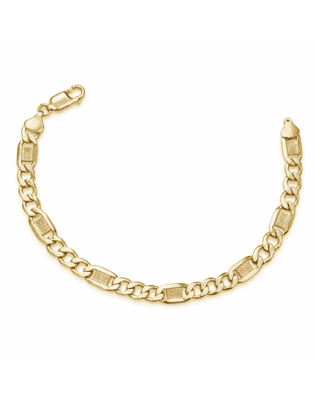 Pulsera para Caballero Eslabones Tallados - Oro Amarillo 9k