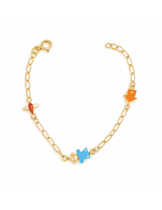 Pulsera Infantil con Figuras Esmaltadas de Colores - Oro Amarillo 18K