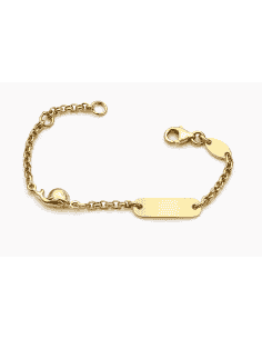 Pulsera Esclava Infantil cadena rolón con un colgante en forma de ballena - Oro Amarillo 18K