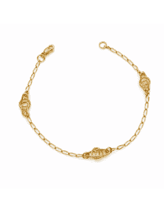 Pulsera infantil con eslabones decorativos calados - Oro Amarillo 18K