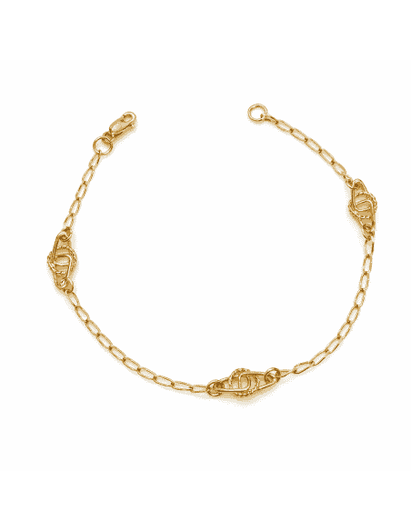 Pulsera infantil con eslabones decorativos calados - Oro Amarillo 18K