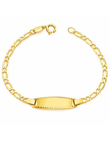 Pulsera Esclava infantil cadena 1x1 eslabones biselados - Oro Amarillo 18K