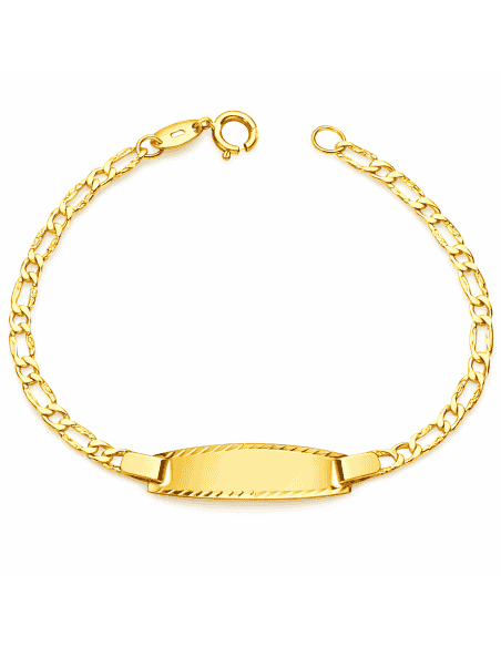 Pulsera Esclava infantil cadena 1x1 eslabones biselados - Oro Amarillo 18K