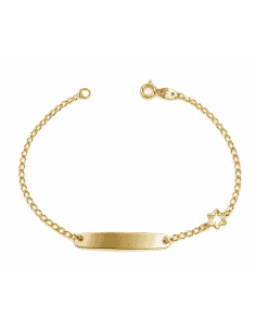 Pulsera Esclava infantil cadena  y Osito Estrella- Oro Amarillo 18K