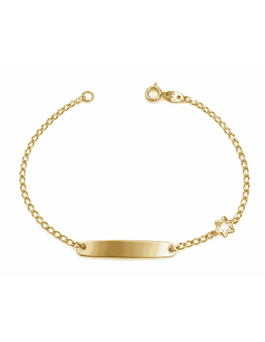 Pulsera Esclava infantil cadena  y Osito Estrella- Oro Amarillo 18K