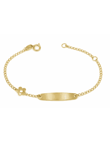 Pulsera Esclava infantil con Flor lateral - Oro Amarillo 18K