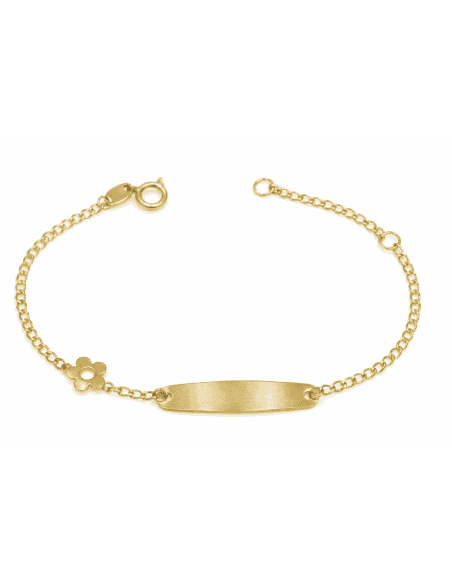 Pulsera Esclava infantil con Flor lateral - Oro Amarillo 18K