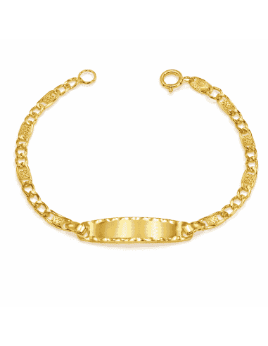 Pulsera Esclava Infantil con Chapa Tallada - Oro Amarillo 18K