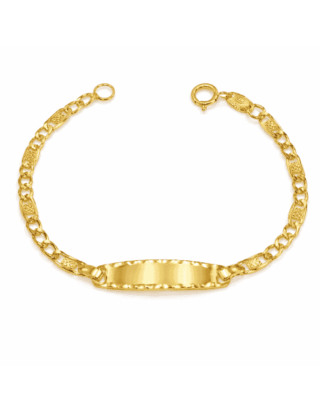 Pulsera Esclava Infantil con Chapa Tallada - Oro Amarillo 18K