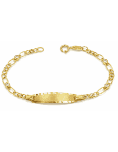 Pulsera Esclava infantil eslabón Hungaro y  circonitas - Oro Amarillo 18K